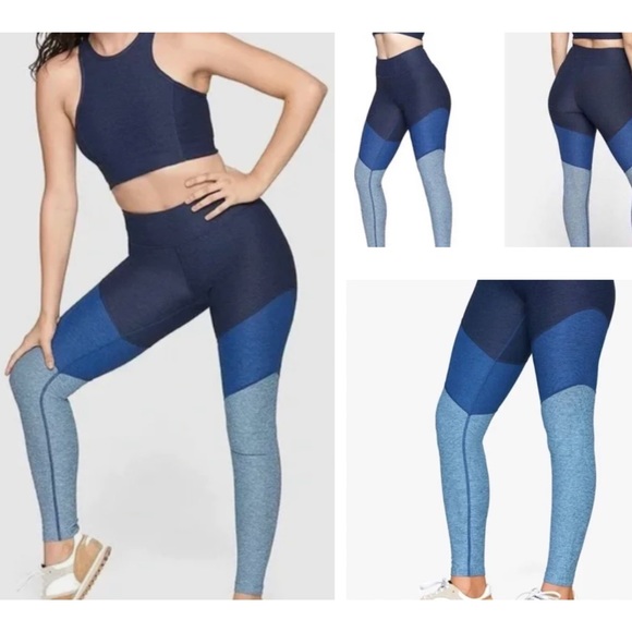 OUTDOOR VOICES Blue Ombre Heathered Springs 7/8 Leggings - Picture 1 of 8